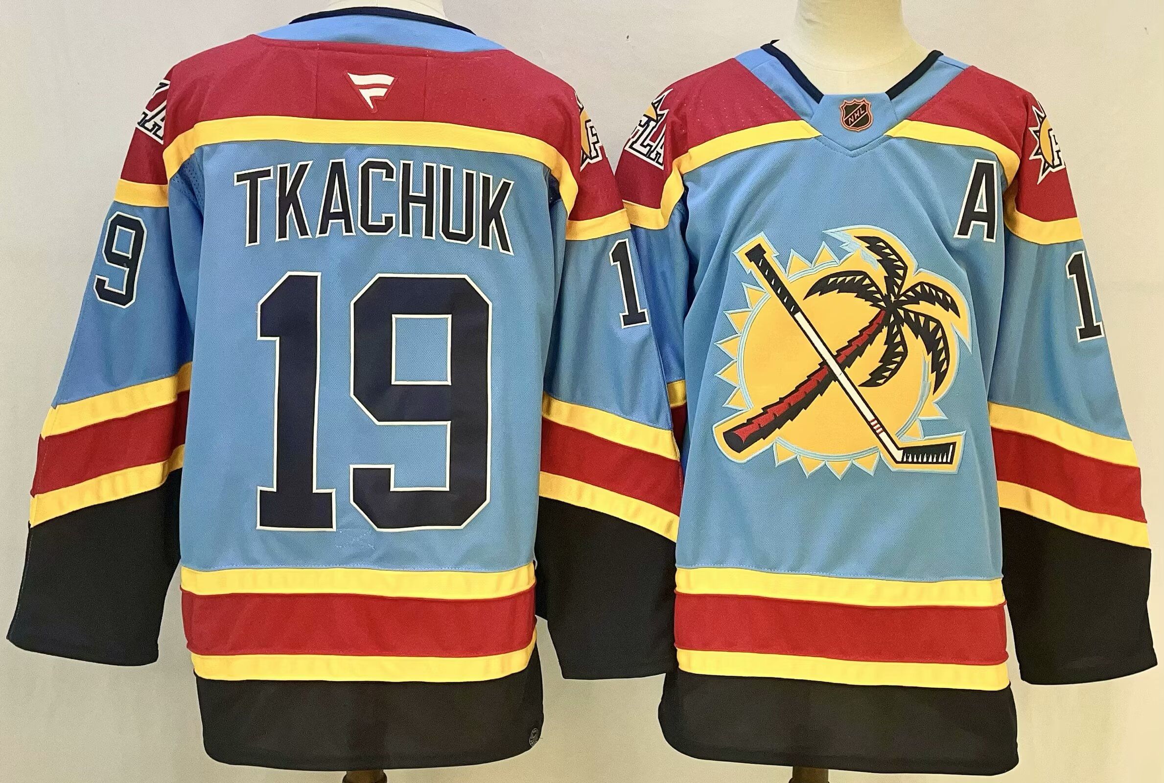 Men Florida Panthers #19 Tkachuk Light Blue Fanatics 2025 NHL Jersey style 1